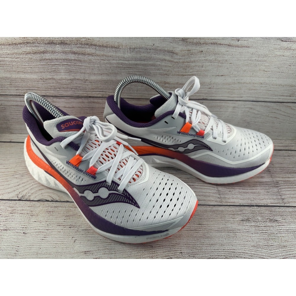 SAUCONY Women's White & Violet Endorphin Speed 4 Lace Up Running Shoes Size 7 M
